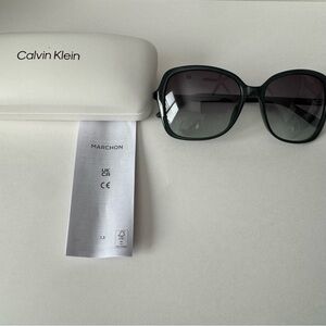Calvin Klein Emerald Green Frame Minimalist Sunglasses